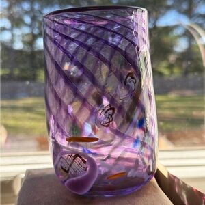 Handcrafted Purple Glass Art Vase (Small)